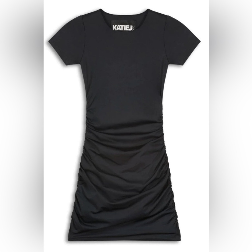Katie J NYC Riley Black Ruched Mini Dress for Girls